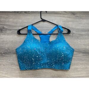 Brooks Dare Racerback 2.0 Sports Bra Women's Blue Size 38DD Lagoon Speckle Print